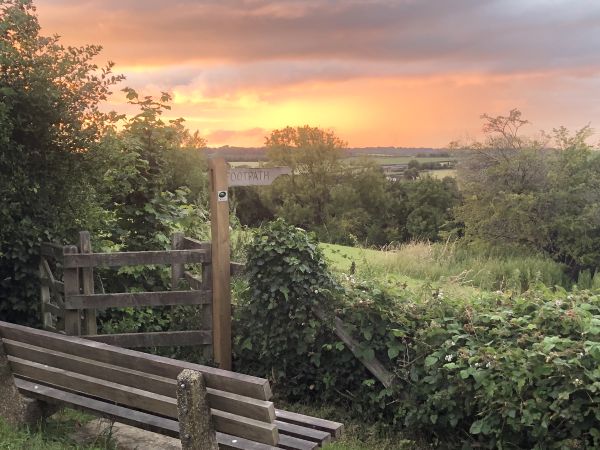 sunset view from bench over Compton